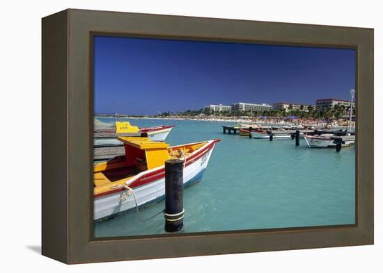 View of Palm Beach from the Fishing Pier Aruba-George Oze-Framed Premier Image Canvas