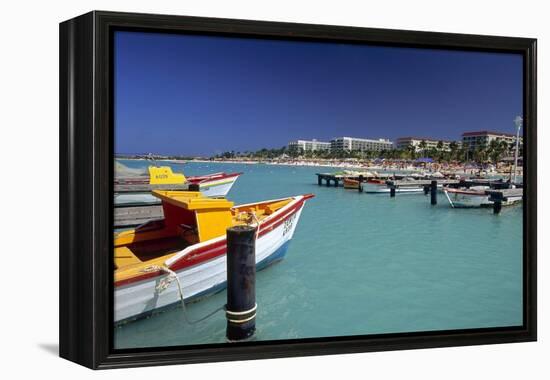 View of Palm Beach from the Fishing Pier Aruba-George Oze-Framed Premier Image Canvas