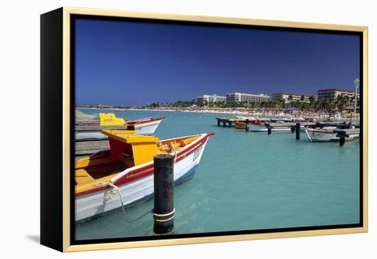 View of Palm Beach from the Fishing Pier Aruba-George Oze-Framed Premier Image Canvas