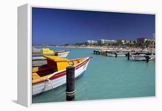 View of Palm Beach from the Fishing Pier Aruba-George Oze-Framed Premier Image Canvas