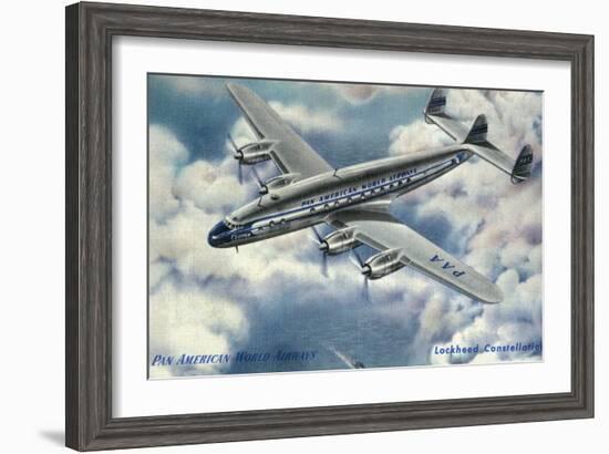 View of Pan American World Airways Lockheed Constellation Plane-Lantern Press-Framed Art Print