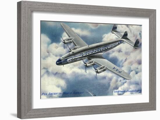 View of Pan American World Airways Lockheed Constellation Plane-Lantern Press-Framed Art Print