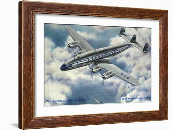 View of Pan American World Airways Lockheed Constellation Plane-Lantern Press-Framed Art Print