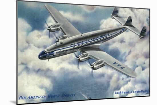 View of Pan American World Airways Lockheed Constellation Plane-Lantern Press-Mounted Art Print