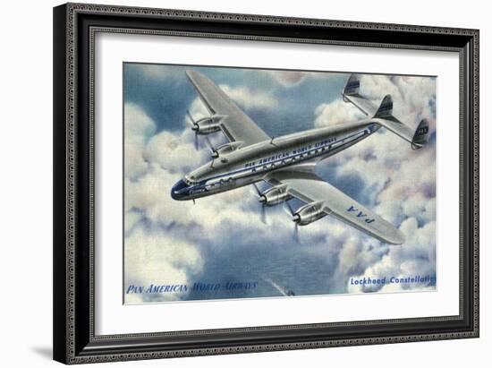 View of Pan American World Airways Lockheed Constellation Plane-Lantern Press-Framed Art Print