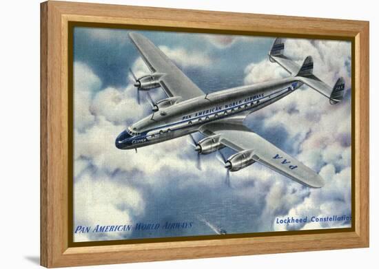 View of Pan American World Airways Lockheed Constellation Plane-Lantern Press-Framed Stretched Canvas