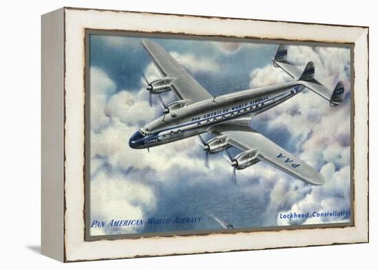 View of Pan American World Airways Lockheed Constellation Plane-Lantern Press-Framed Stretched Canvas