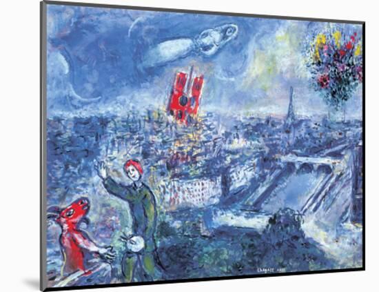 View of Paris-Marc Chagall-Mounted Art Print