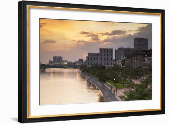 View of Park and Ben Ngde River at Sunset, Ho Chi Minh City, Vietnam, Indochina-Ian Trower-Framed Photographic Print