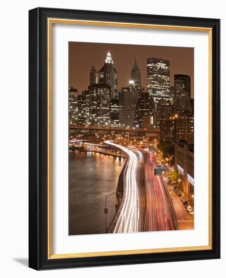 View of Parkway, East River with Lower Manhattan Skyline in Distance, Brooklyn, New York, Usa-Paul Souders-Framed Photographic Print