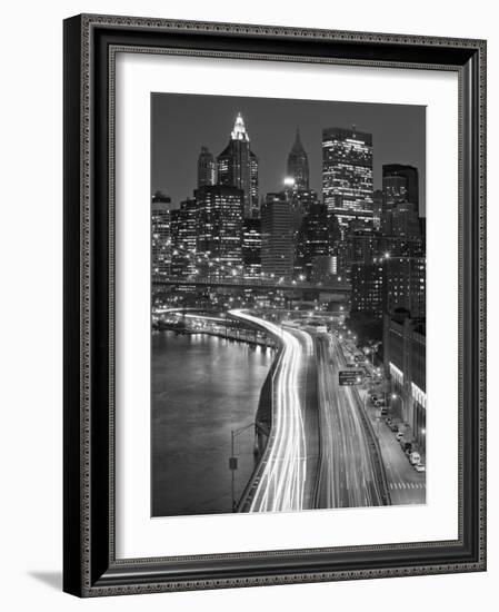 View of Parkway, East River with Lower Manhattan Skyline in Distance, Brooklyn, New York, Usa-Paul Souders-Framed Photographic Print