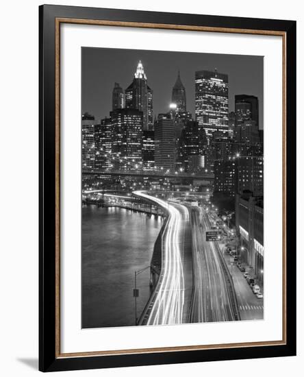 View of Parkway, East River with Lower Manhattan Skyline in Distance, Brooklyn, New York, Usa-Paul Souders-Framed Photographic Print