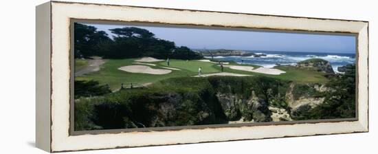 View of People Playing Golf at a Golf Course, Cypress Point Club, Pebble Beach, California, USA-null-Framed Premier Image Canvas