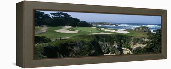 View of People Playing Golf at a Golf Course, Cypress Point Club, Pebble Beach, California, USA-null-Framed Premier Image Canvas