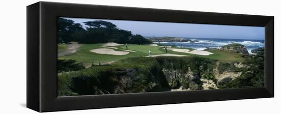 View of People Playing Golf at a Golf Course, Cypress Point Club, Pebble Beach, California, USA-null-Framed Premier Image Canvas