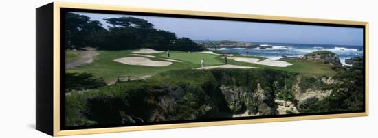 View of People Playing Golf at a Golf Course, Cypress Point Club, Pebble Beach, California, USA-null-Framed Premier Image Canvas