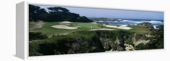 View of People Playing Golf at a Golf Course, Cypress Point Club, Pebble Beach, California, USA-null-Framed Premier Image Canvas