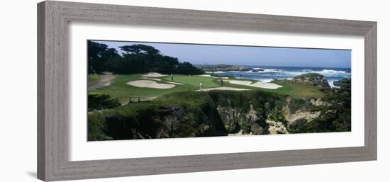 View of People Playing Golf at a Golf Course, Cypress Point Club, Pebble Beach, California, USA-null-Framed Photographic Print