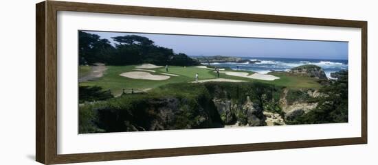 View of People Playing Golf at a Golf Course, Cypress Point Club, Pebble Beach, California, USA-null-Framed Photographic Print