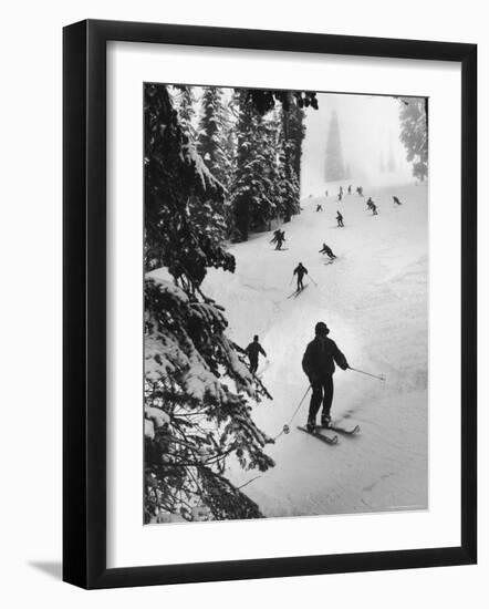 View of People Skiing at Steven's Pass-Ralph Crane-Framed Photographic Print