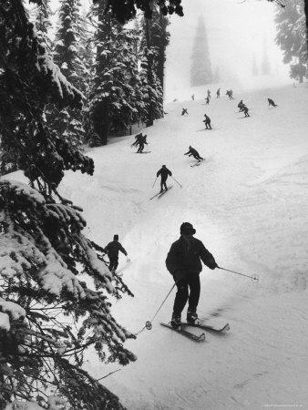 'View of People Skiing at Steven's Pass' Photographic Print - Ralph ...