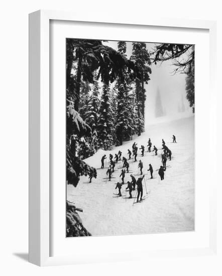 View of People Skiing at Steven's Pass-Ralph Crane-Framed Photographic Print