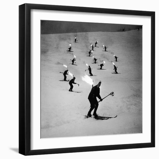 View of People Skiing at Steven's Pass-Ralph Crane-Framed Photographic Print