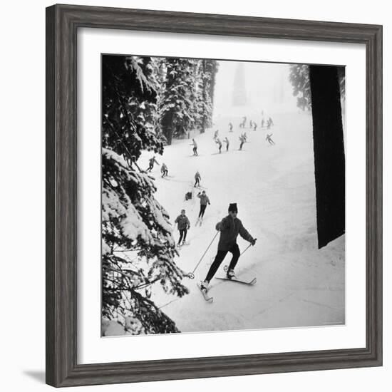 View of People Skiing at Steven's Pass-Ralph Crane-Framed Photographic Print