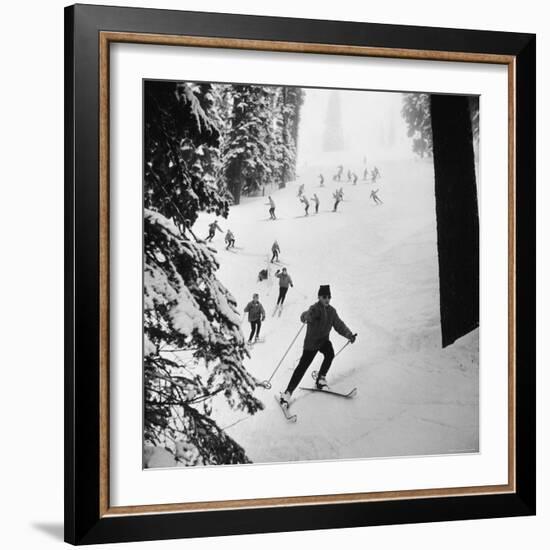 View of People Skiing at Steven's Pass-Ralph Crane-Framed Photographic Print