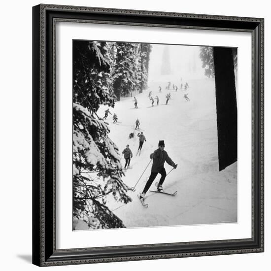 View of People Skiing at Steven's Pass-Ralph Crane-Framed Photographic Print