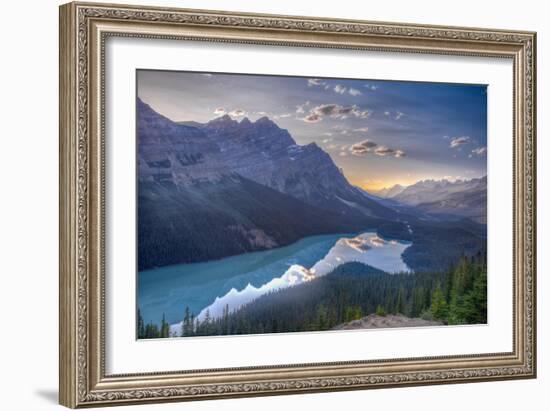 View of Peyto Lake Right before Sunset, Jasper National Park, Alberta, Canadian Rockies-Luis Leamus-Framed Photographic Print