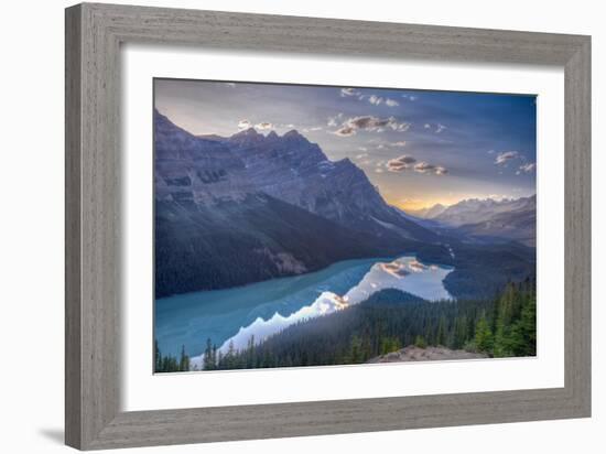 View of Peyto Lake Right before Sunset, Jasper National Park, Alberta, Canadian Rockies-Luis Leamus-Framed Photographic Print