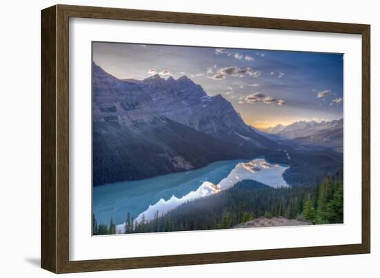 View of Peyto Lake Right before Sunset, Jasper National Park, Alberta, Canadian Rockies-Luis Leamus-Framed Photographic Print