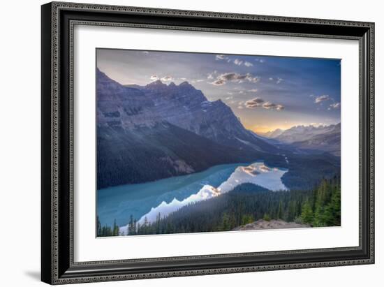 View of Peyto Lake Right before Sunset, Jasper National Park, Alberta, Canadian Rockies-Luis Leamus-Framed Photographic Print