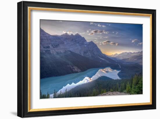 View of Peyto Lake Right before Sunset, Jasper National Park, Alberta, Canadian Rockies-Luis Leamus-Framed Photographic Print