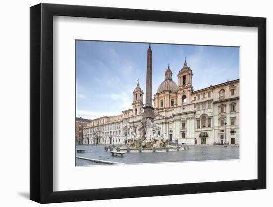 View of Piazza Navona with Fountain of the Four Rivers and the Egyptian Obelisk in the Middle, Rome-Roberto Moiola-Framed Photographic Print