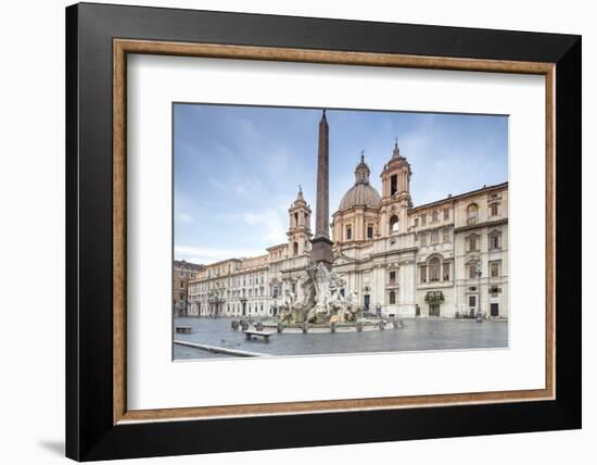 View of Piazza Navona with Fountain of the Four Rivers and the Egyptian Obelisk in the Middle, Rome-Roberto Moiola-Framed Photographic Print