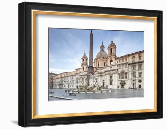 View of Piazza Navona with Fountain of the Four Rivers and the Egyptian Obelisk in the Middle, Rome-Roberto Moiola-Framed Photographic Print