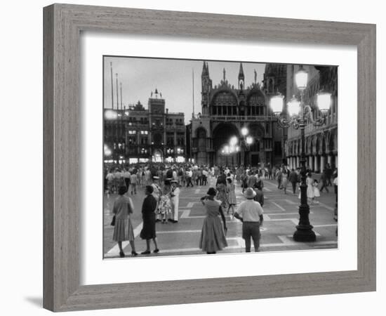 View of Piazza San Marco at Dusk-Dmitri Kessel-Framed Photographic Print