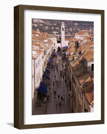 View of Placa from Walls of Old City, Dubrovnik, Dalmatia, Croatia-Peter Higgins-Framed Photographic Print