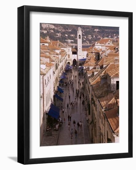 View of Placa from Walls of Old City, Dubrovnik, Dalmatia, Croatia-Peter Higgins-Framed Photographic Print