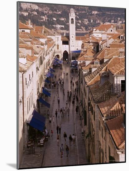 View of Placa from Walls of Old City, Dubrovnik, Dalmatia, Croatia-Peter Higgins-Mounted Photographic Print