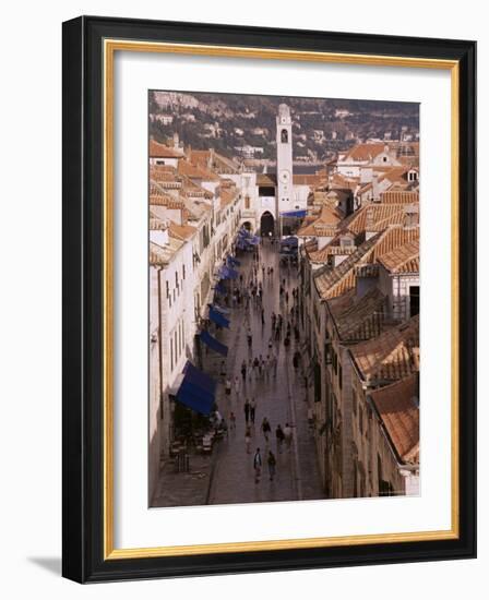 View of Placa from Walls of Old City, Dubrovnik, Dalmatia, Croatia-Peter Higgins-Framed Photographic Print