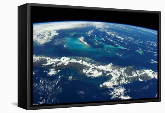 View of planet Earth from space showing Cuba region-null-Framed Premier Image Canvas