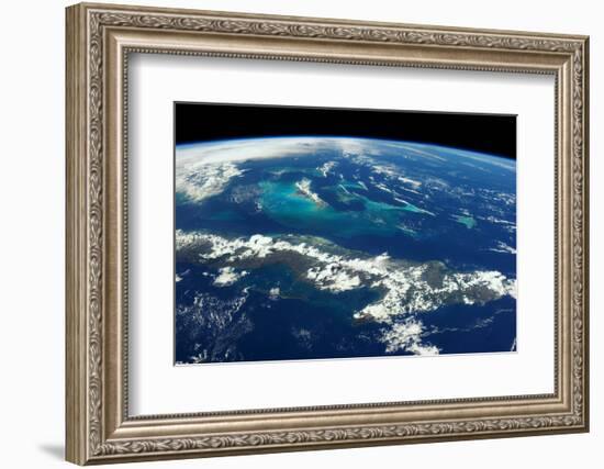 View of planet Earth from space showing Cuba region-null-Framed Photographic Print