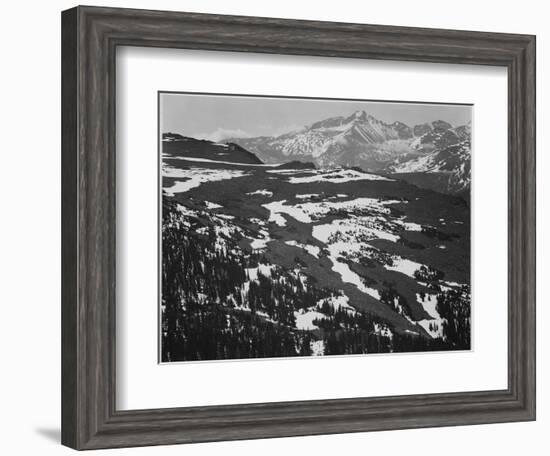 View Of Plateau Snow Covered Mountain In Bkgd "Long's Peak Rocky Mountain NP" Colorado. 1933-1942-Ansel Adams-Framed Art Print