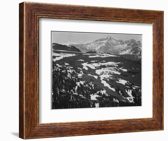 View Of Plateau Snow Covered Mountain In Bkgd "Long's Peak Rocky Mountain NP" Colorado. 1933-1942-Ansel Adams-Framed Art Print