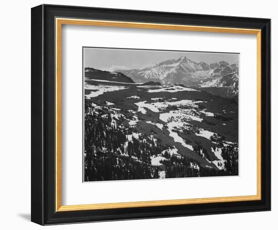 View Of Plateau Snow Covered Mountain In Bkgd "Long's Peak Rocky Mountain NP" Colorado. 1933-1942-Ansel Adams-Framed Art Print