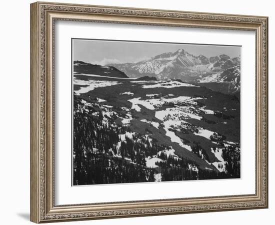 View Of Plateau Snow Covered Mountain In Bkgd "Long's Peak Rocky Mountain NP" Colorado. 1933-1942-Ansel Adams-Framed Art Print