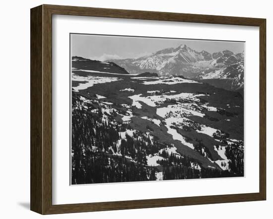 View Of Plateau Snow Covered Mountain In Bkgd "Long's Peak Rocky Mountain NP" Colorado. 1933-1942-Ansel Adams-Framed Art Print